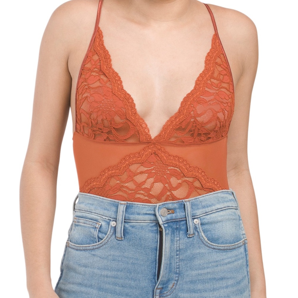 Free People Speed Date Bodysuit Spiced Brandy Color